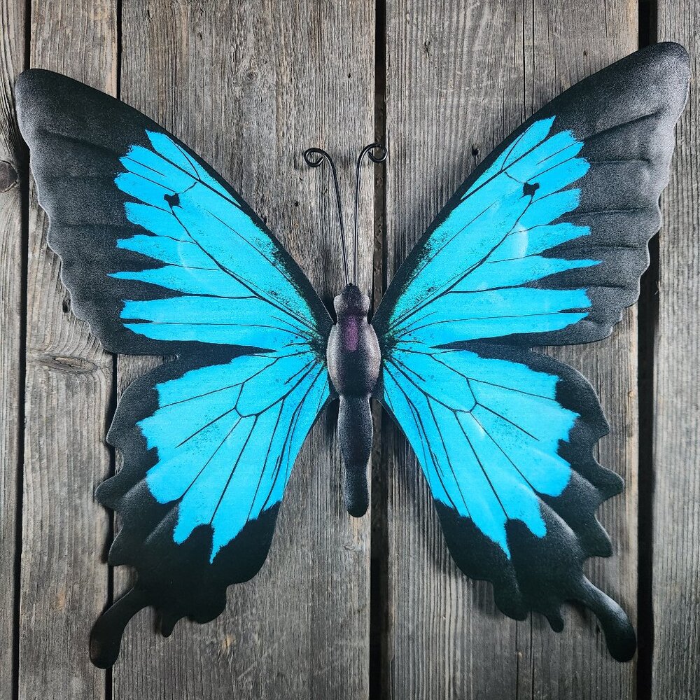 Teal Swallowtail Metal Butterfly, Dim: 14" L x 12.5" H
